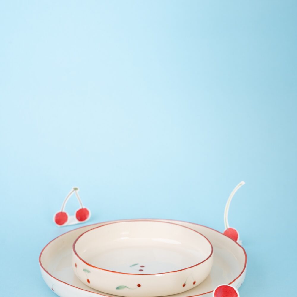 Piatti con bordo alto Ciliegie — Due misure